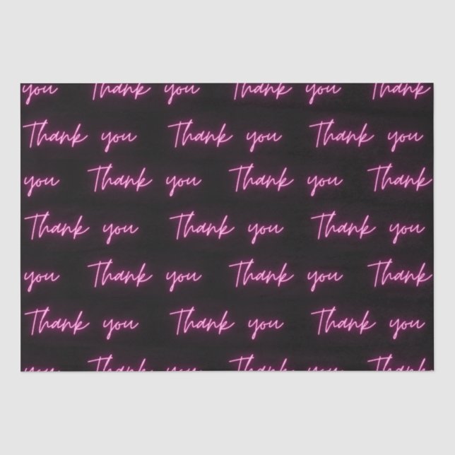 Thank You Fun Modern Pink Neon Script Tissue Paper (Front)