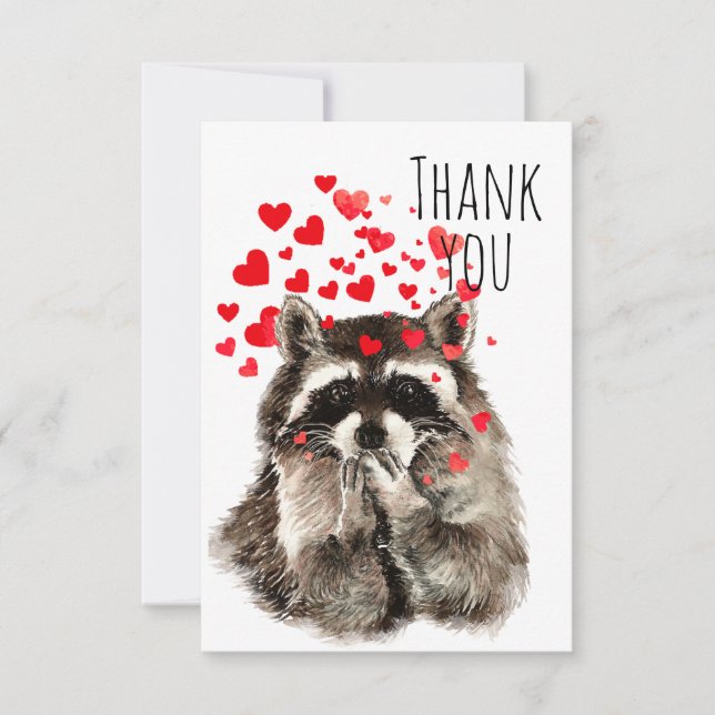 Thank You Fun Raccoon Blowing Kisses Animal Humour (Front)