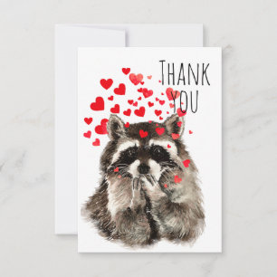 Thank You Fun Raccoon Blowing Kisses Animal Humour Card
