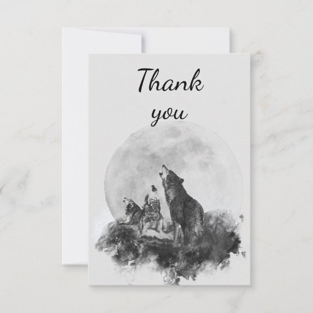 Thank You Fun Three Wolves Howling at the Moon (Front)