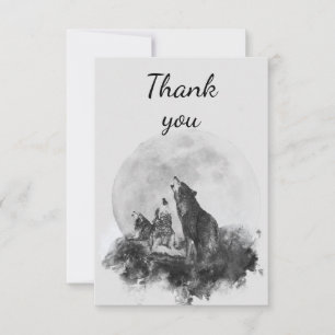 Thank You Fun Three Wolves Howling at the Moon