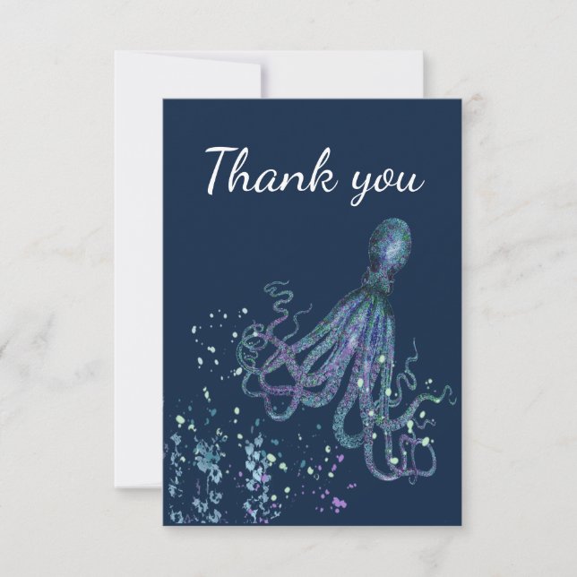 Thank You Fun Underwater Octopus Ocean Sea Card (Front)