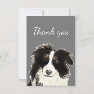 Thank You Fun Watercolor Border Collie Dog Pet