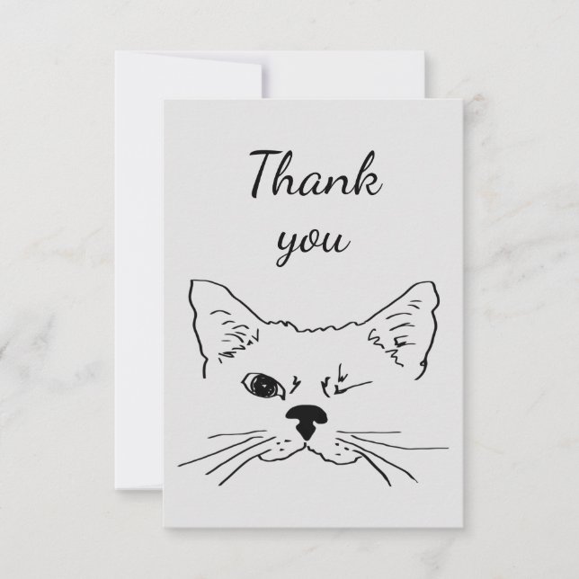 Thank You Fun Winking Cat Kitten Animal Humour (Front)