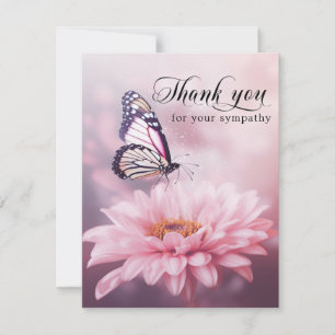 Thank you Funeral Butterfly Flower Pink   Photo Card