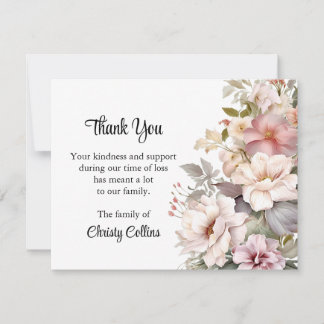 Thank You Funeral Cards, Soft Pink Flowers Card