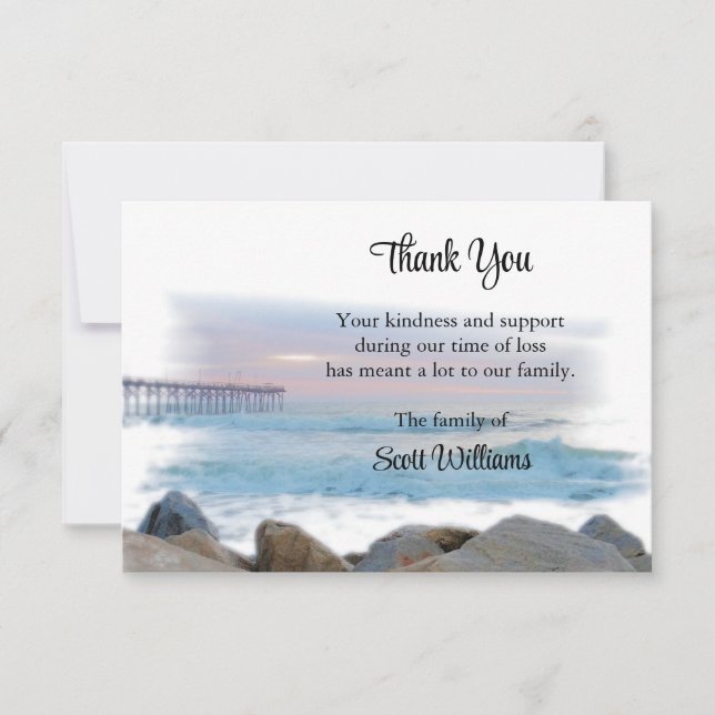 Thank You Funeral Cards, The Pier, Bereavement  Card (Front)
