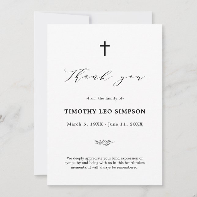 Thank You Funeral Cloudy Sympathy Grief Card (Front)