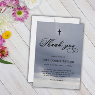 Thank You Funeral Cloudy Sympathy Grief Card