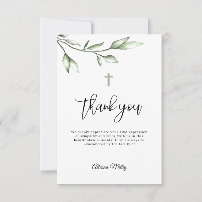 Thank You Funeral Cross Memorial Card (Front)