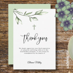 Thank You Funeral Cross Memorial Card