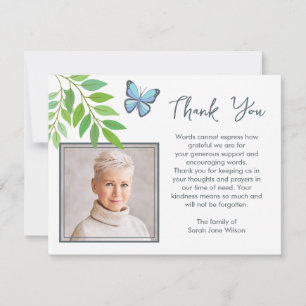 Thank you Funeral Note Card Butterfly leaves