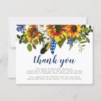 Thank You Funeral Note | Memorial Sunflowers