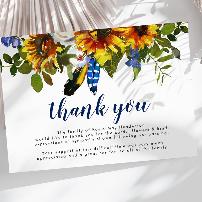 Thank You Funeral Note | Memorial Sunflowers Card (Creator Uploaded)