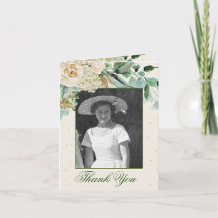 Thank You Funeral Photo Elegant Rose Foliage Invitation