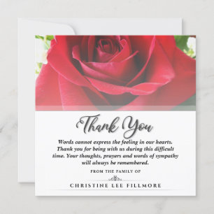 Thank You Funeral Red Rose Square - Words