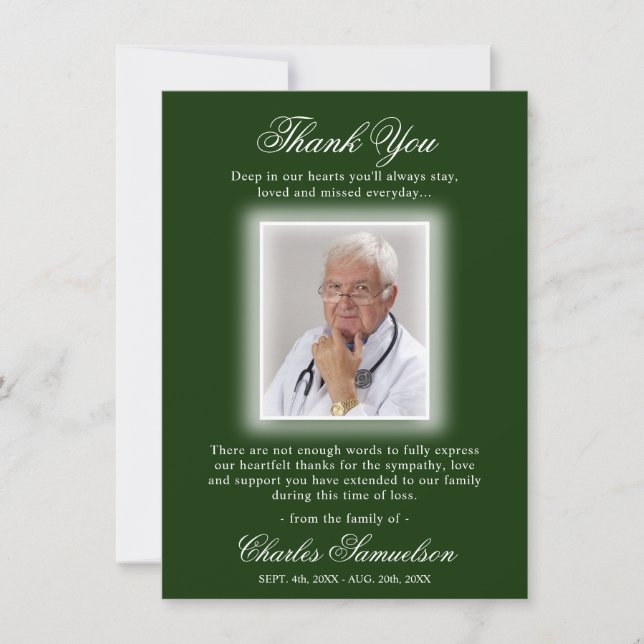 Thank You Funeral Sympathy GREEN | PHOTO (Front)