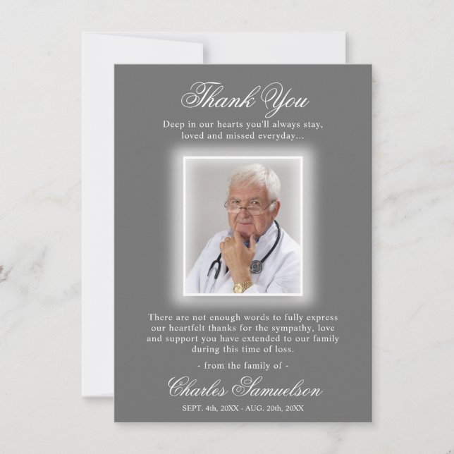 Thank You Funeral Sympathy GREY | PHOTO (Front)