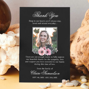 Thank You Funeral Sympathy Pink Floral   PHOTO Card