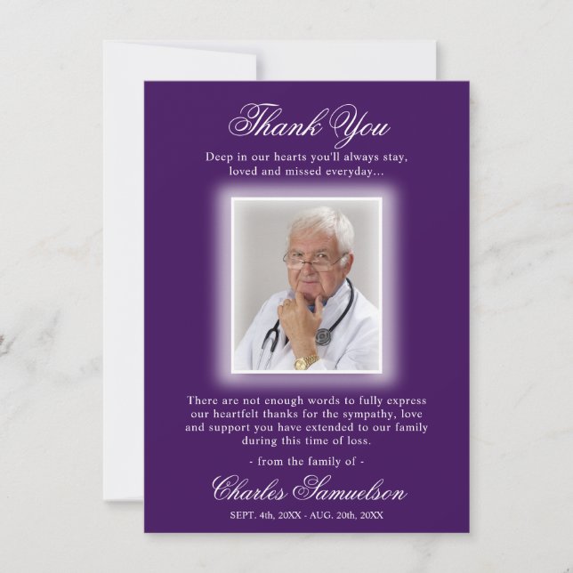 Thank You Funeral Sympathy PURPLE | PHOTO (Front)