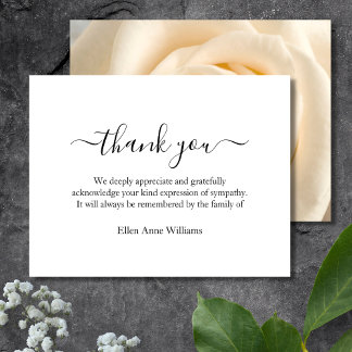 Thank You Funeral Thank You Note Card behreavement