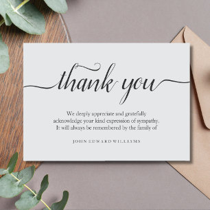 Thank You Funeral Thank You Note Card Bereavement
