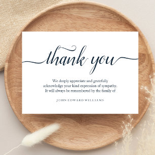 Thank You Funeral Thank You Note Card Bereavement