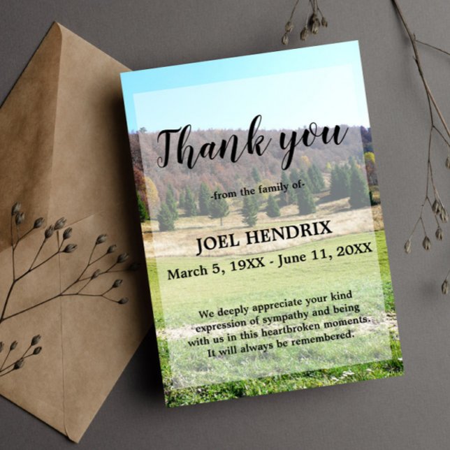 Thank You Funeral Wood Sympathy Grief Card (Creator Uploaded)