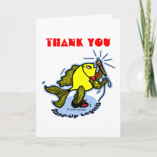 THANK YOU funny Stand-Up Fish cartoon CARD