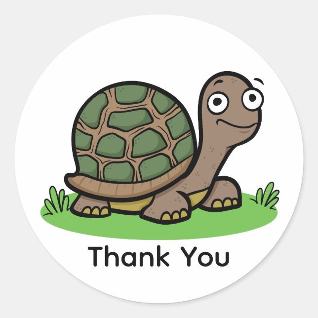 Thank You Funny Tortoise  Classic Round Sticker (Front)