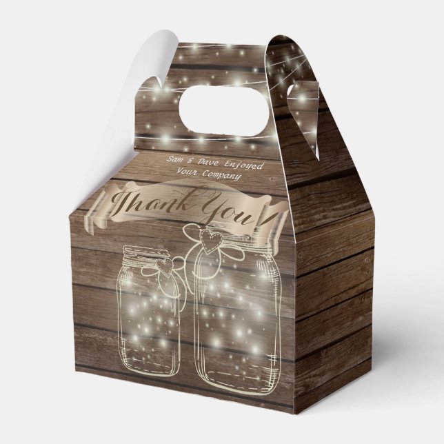 THANK YOU Gable Box Personalized Rustic Mason Jars (Front Side)