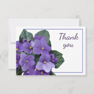 Thank You Garden Flowers African Violet Floral Art Card