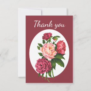 Thank You Garden Flowers Peony Floral Art Card