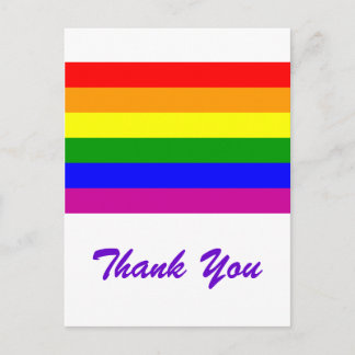 Thank You/ Gay Rainbow Wedding Postcard