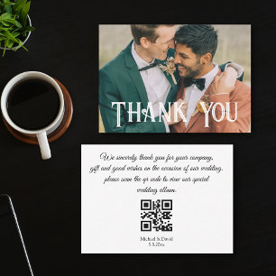 thank you gay wedding photo qr code  card
