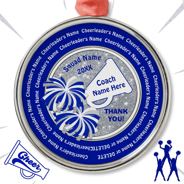 Thank You Gift for Cheer Coach, Personalized Metal Ornament (Christmas Gift for Cheer Coach. Cheer Coach Ornaments. Cheap cheer coach gifts. Cheerleading Coach.)