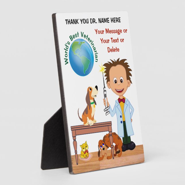 Thank You Gift for Veterinarian, Him, PERSONALIZED Plaque (Side)