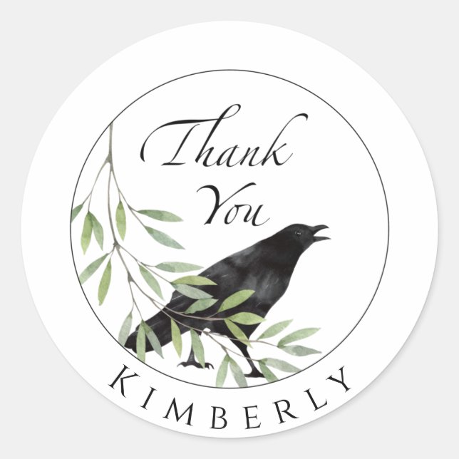 Thank You Gift Stickers Crow Bird Sticker (Front)
