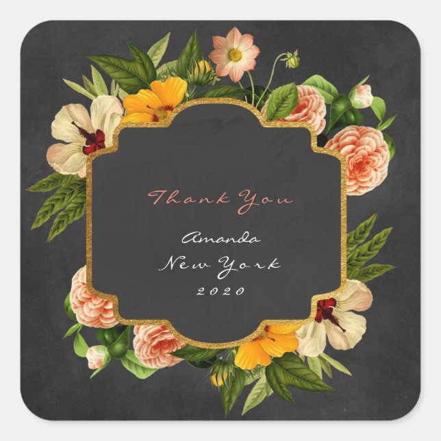 Thank You Gift Tag Chalkboard Home Made Peony (Front)
