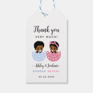 Thank You Gift Tag for Black Gender Reveal Party