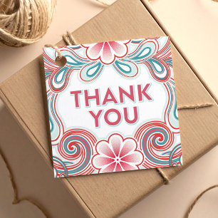 Thank You gift tag with retro flowers