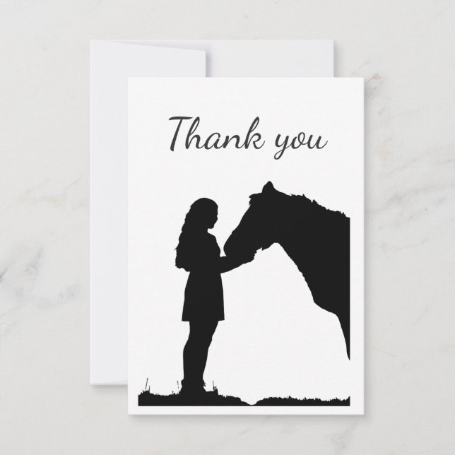 Thank You Girl with Horse Equestrian Farm Animal (Front)