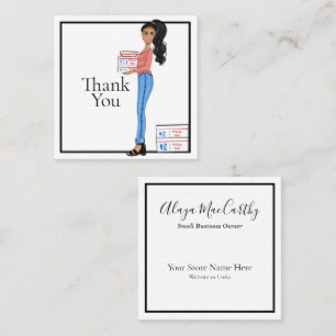 Thank You Girly Business Woman Square Business Car Card