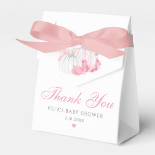 Thank You Glitter Pink Pumpkin Girl Baby Shower  Favor Box