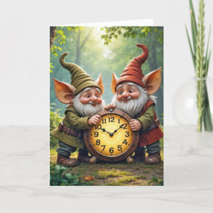 Thank You Gnomes With Old Clock Card