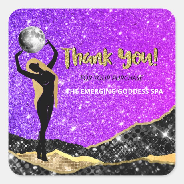 *~* THANK YOU - Goddess Ombre Pastel Glitter  Square Sticker (Front)