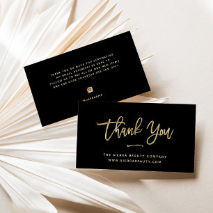Thank You   Gold and Black Small Business Card