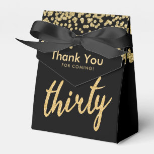 Thank You Gold Black "Thirty" Birthday Party Favor Box
