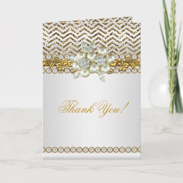 Thank You Gold Chevron White Diamond Pearl (Front)