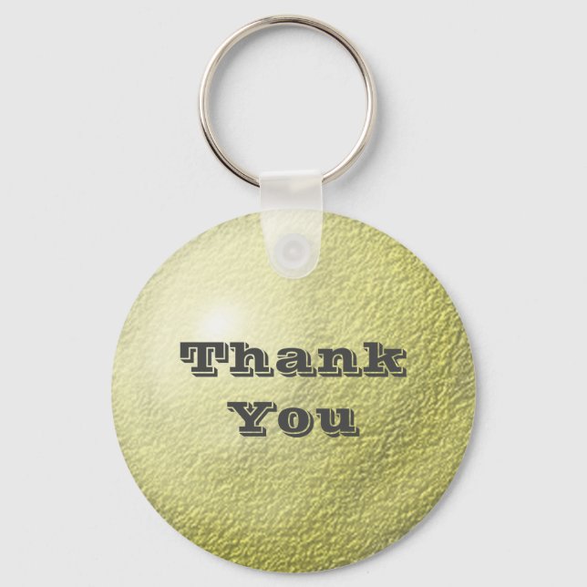 Thank You Gold Circle Elegant Appreciation Keychain (Front)
